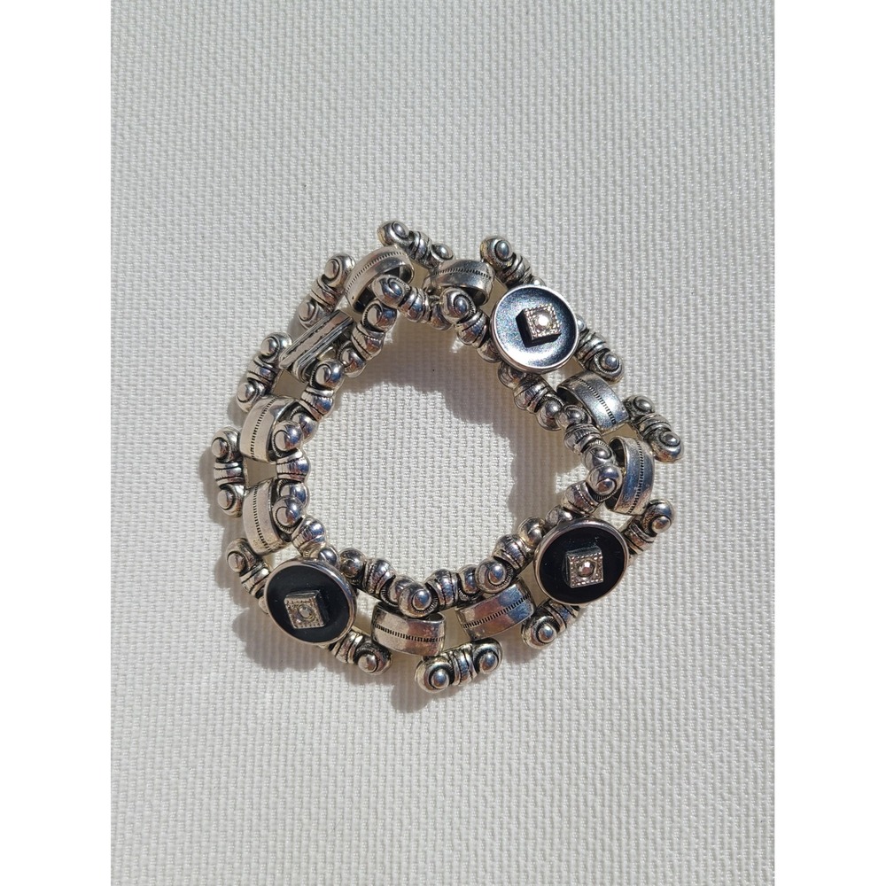 Silver Tone Black Bracelet / No Markings - Picture 5 of 6